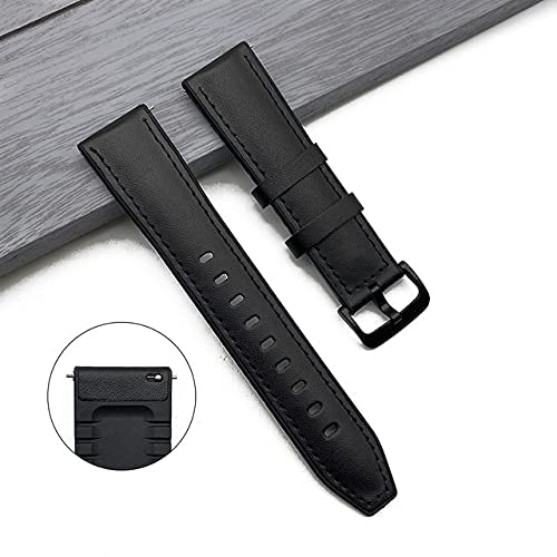 For Huawei Watch GT2 22mm Replacement Leather and Silicone Watch Band Wrist Strap Smart watch Bracelet accessories GT 2 (Black)