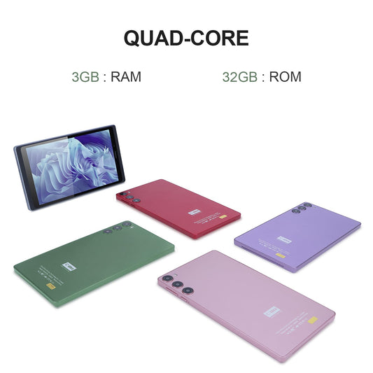 C idea 7 inch Portable Tablet, Android 12 Tablet PC with SIM Card Slot Storage 64GB Expandable Dual Camera 5MP+8MP 6000mAh 600 * 1024 IPS Touch Screen with LET+WIFI for Gift(Green)