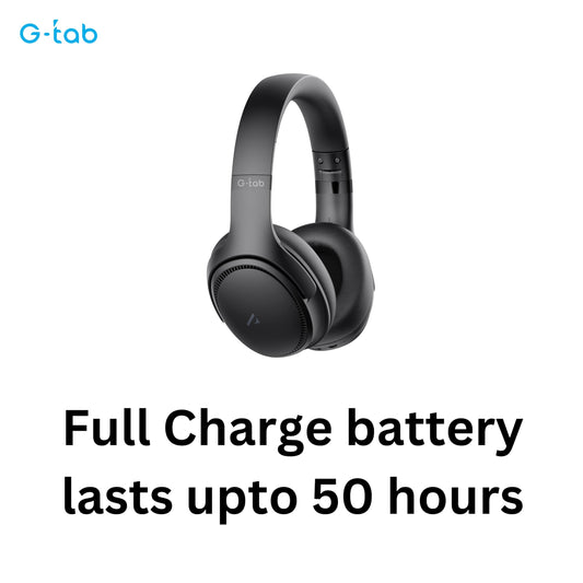 G-Tab VAH10 On Ear Headphone/ANC/HD Bass/Dual Device Connection/BT Version 5.3/50 Hours Battery Life/Protein Leather Earmuffs/Folding Portable Design/-20db Deep Noise Reduction (Black)