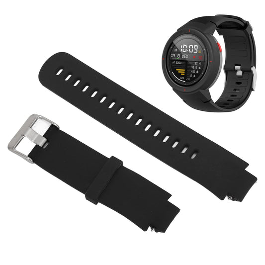 Watch Strap, Lightweight Breathable Porous Solid Color Smart Watch Band Silicon Skin Friendly Amazfit Verge 3 black
