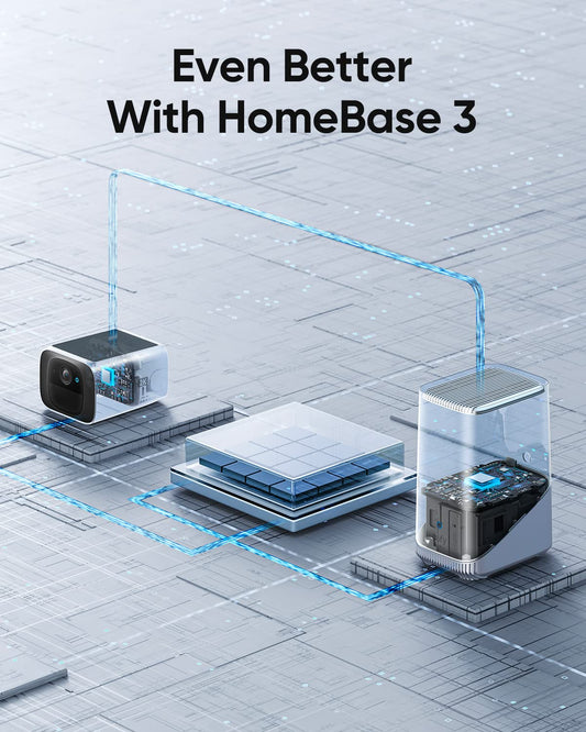 eufy security S220 SoloCam Solar Security Camera Outdoor Wireless, Continuous Power, 2K Resolution Home Security Camera, 2.4 GHz Wi-Fi, No Monthly Fee, HomeBase 3 Compatible