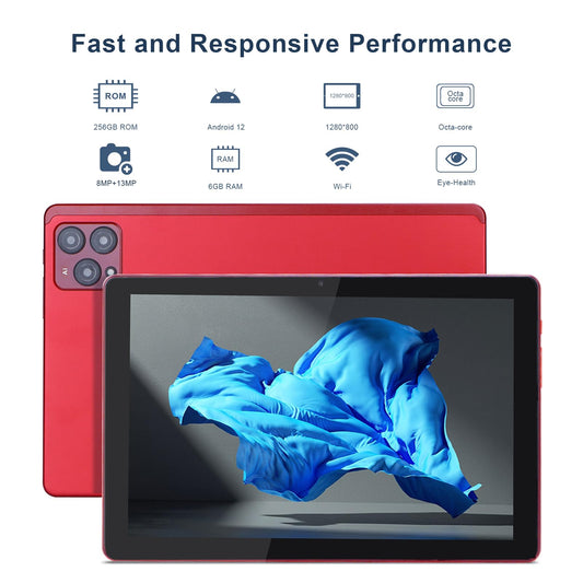Tablets, Android 10 Inches Adult 13MP+16MP Dual Camera Sim 6GB RAM 256GB ROM Google Gaming Tablets With Keyboard(Red)…
