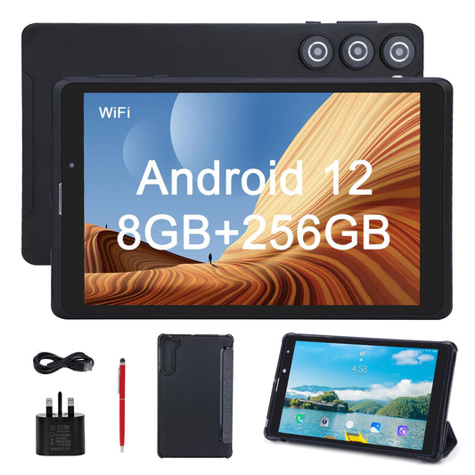 C idea 8 inch Android 12 Tablets,8GB RAM 256GB ROM(512GB TF),5.0 MP + 8.0 MP Dual Camera,HD Touchscreen Tablets With SIM Card Slot/Wifi/5G LTE CM835 (Black)