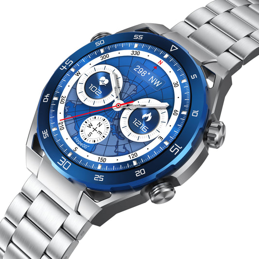 G-Tab GT8 Smart watch, Music storage upto 1 GB, 1.43 INCHES AMOLED,WITH LEATHER STRAP+RUBBER STRAP, Smart calling, heart rate, always display on