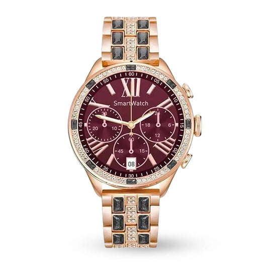 GEN-12 Specially Made for Girl's & Women's Birthday Gift Wedding Gift Smartwatch Gold Strap, 1.30 Inch Amoled Sunlight Proof Display, Black