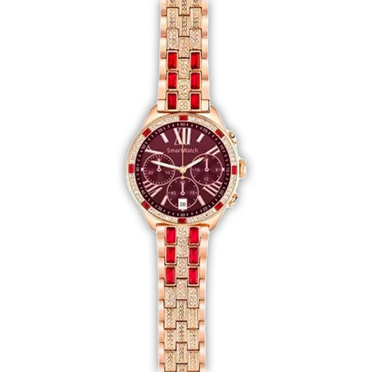 GEN-12 Specially Made for Girl's & Women's Birthday Gift Wedding Gift Smartwatch Gold Strap, 1.30 Inch Amoled Sunlight Proof Display, Red