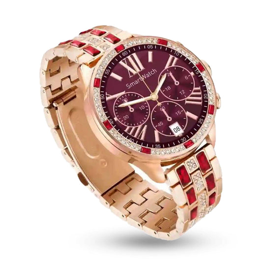 GEN-12 Specially Made for Girl's & Women's Birthday Gift Wedding Gift Smartwatch Gold Strap, 1.30 Inch Amoled Sunlight Proof Display, Red