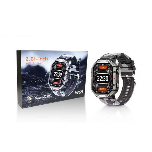 SMART 2030 W55 Miitary Smart WATCH With 2 Straps - ساعة ذكية ذكية 2030 W55 ميتاري مع حزامين