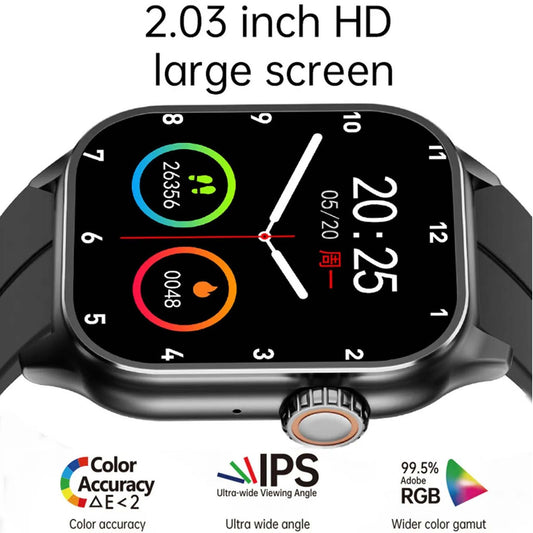 WS 3 Pro 2.03 inch HD large screen smart watch Silver- ساعة ذكية WS 3 Pro مقاس 2.03 بوصة عالية الدقة وشاشة كبيرة