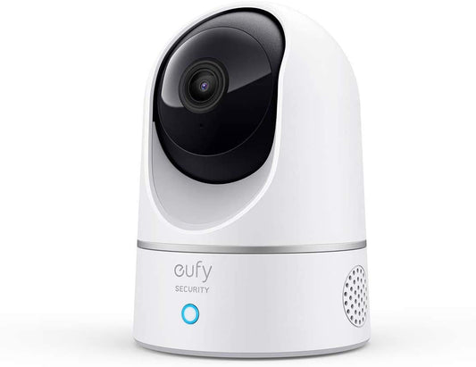 eufy Security 2K Indoor Cam Pan & Tilt, Home Security Indoor Camera, Human and Pet AI, Works with Voice Assistants, Motion Tracking, Night Vision, MicroSD Card Required, HomeBase Not Required.