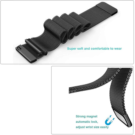 eWINNER Replacement Bands 22mm Milanese Loop Adjustable Mesh Stainless Steel Magnet Lock Strap compatible with Samsung Gear S3 Classic/S3 Frontier/Moto 360 2nd Gen/Smart Watch