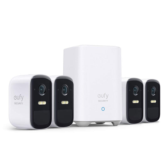 eufy Security, eufyCam 2C Pro 4-Cam Kit, Wireless Home Security System with 2K Resolution, 180-Day Battery Life, HomeKit Compatibility, IP67, Night Vision, and No Monthly Fee.