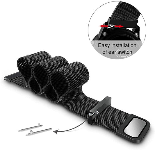 eWINNER Replacement Bands 22mm Milanese Loop Adjustable Mesh Stainless Steel Magnet Lock Strap compatible with Samsung Gear S3 Classic/S3 Frontier/Moto 360 2nd Gen/Smart Watch