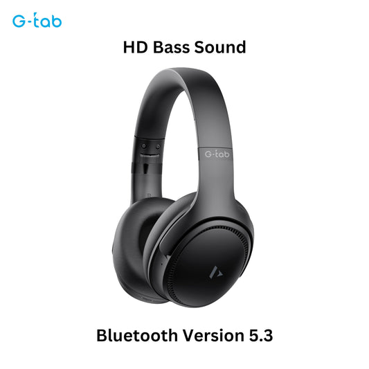 G-Tab VAH10 On Ear Headphone/ANC/HD Bass/Dual Device Connection/BT Version 5.3/50 Hours Battery Life/Protein Leather Earmuffs/Folding Portable Design/-20db Deep Noise Reduction (Black)