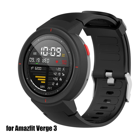 Watch Strap, Lightweight Breathable Porous Solid Color Smart Watch Band Silicon Skin Friendly Amazfit Verge 3 black