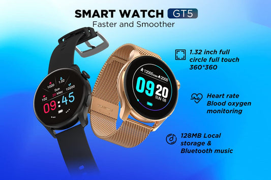 G Tab GT5 SmartWatch with Bluetooth Calling, Large Battery, Heart Rate, Sleep, Blood Pressure and Exercise Monitoring, Sports Rose Gold, Medium