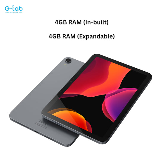 G-Tab PAD 10 tablet/10.1 inch IPS Display/Android 14/Quad Core 2.0 GHz/6580 mAh /5G Wifi/ 4GB RAM (Expandable upto 4GB)/128GB ROM/5MP Front+8MP Rear Camera/Touch pen inside (Gray)