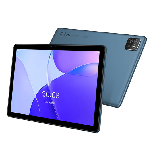 G-Tab T10 Tablet/10.1 Inch IPS/4GB RAM + 64 GB ROM/Quad Core/4G Dual Sim/5G Wifi/2+5 MP Camera/1280x800 resolotion/Tempered Glass Touch/6580mAh battery/13months warranty (Blue)