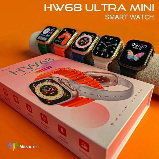 HW68 Ultra Mini Smart Watch - Special Edition for Ladies With 2 Straps 41mm Black - ساعة ذكية HW68 Ultra Mini - إصدار خاص للسيدات مع حزامين